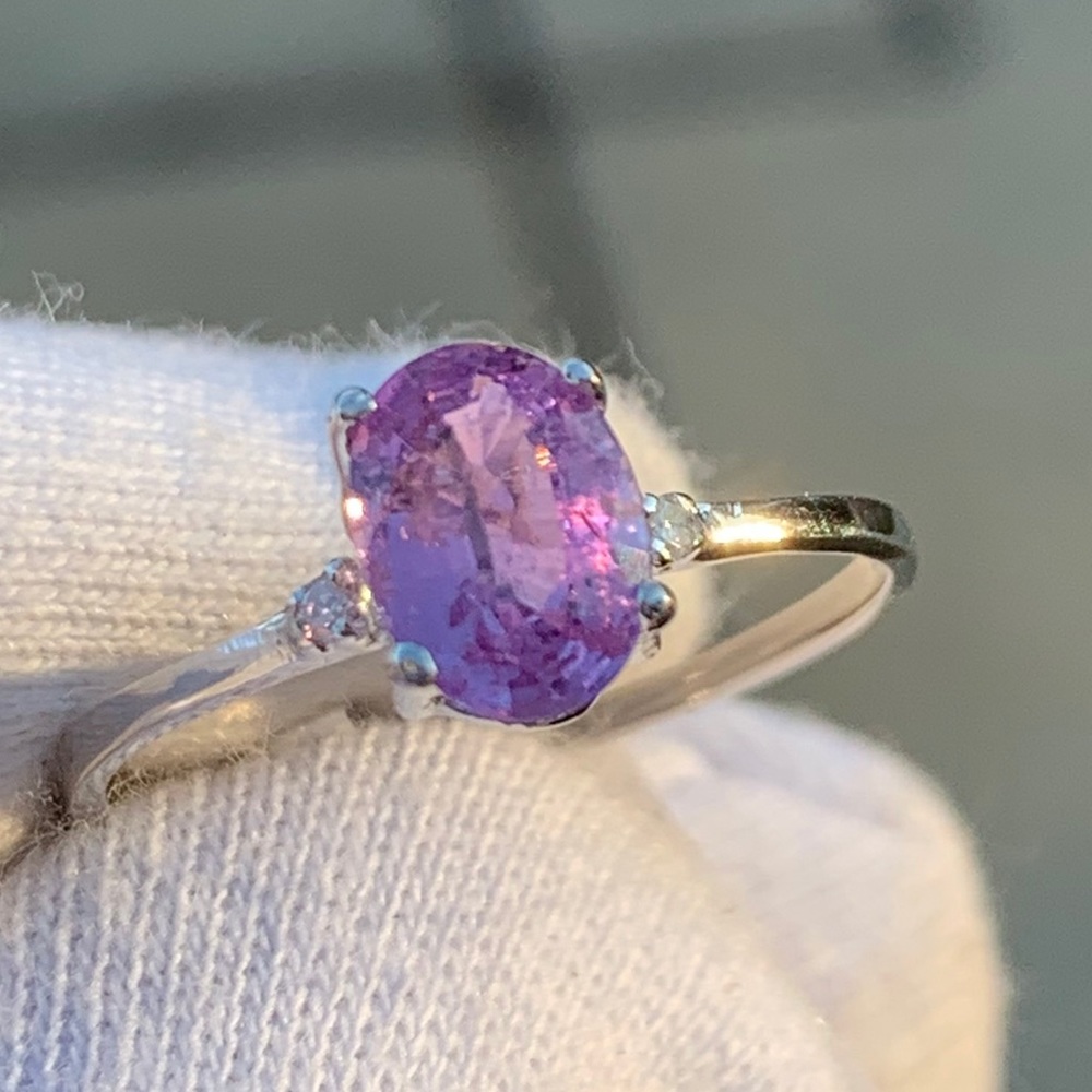 10k Purplish Pink Sapphire & Diamond Ring - Picture 8 of 11